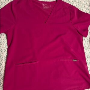 Figs Women's Vivid Pink Short Sleeve Top